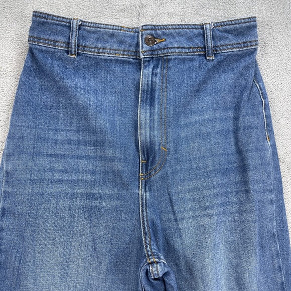 Free People Jeans Women 28 Blue Just Float On Flare High Rise Raw Hem - Picture 2 of 16